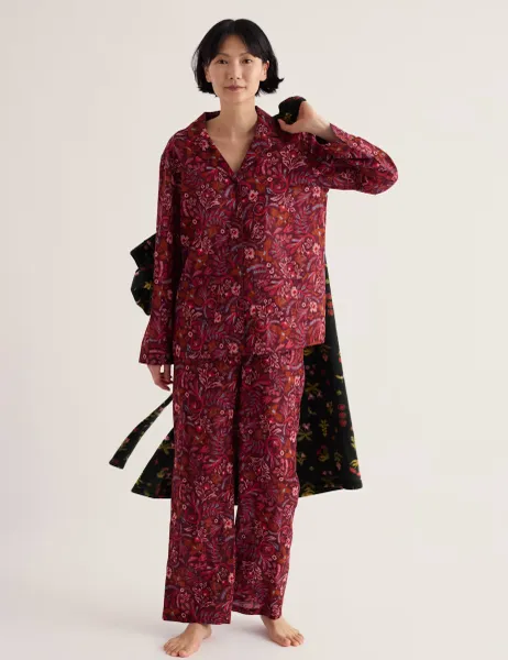 Seasalt Cornwall Pure Cotton Floral Pyjama Set Purple Mix