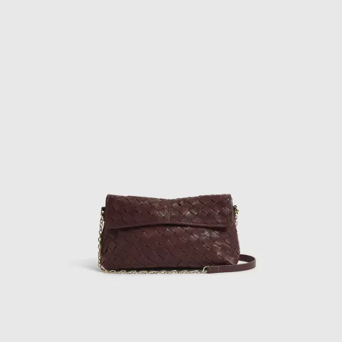 River Island Burgundy Leather Chain Suede Shoulder Bag