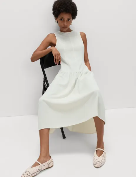 Marks & Spencer Midaxi Waisted Dress Cream