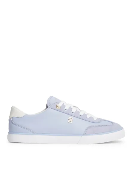 Tommy Hilfiger TH Chic Leather Lace Up Monogram Trainers Blue