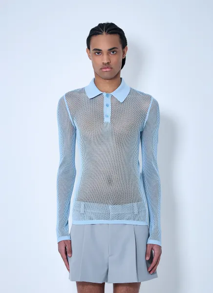 Embossed Technical Mesh Polo Top