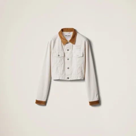 Denim and leather blouson jacket