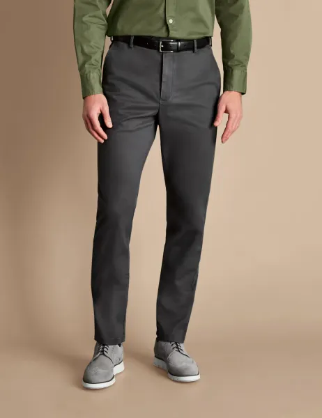 Charles Tyrwhitt Extra Slim Fit Pure Cotton Non-Iron Chinos Dark Grey