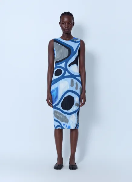 Pleats Please Issey Miyake Roll Pleated Midi Dress