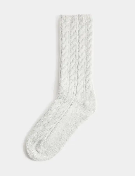 Marks & Spencer Cable Knit Crew Socks Grey