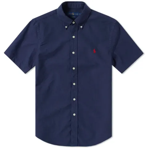 Short Sleeve Garment Dyed Oxford Shirt