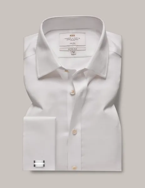 Hawes & Curtis Slim Fit Non-Iron Pure Cotton Piqué Shirt White