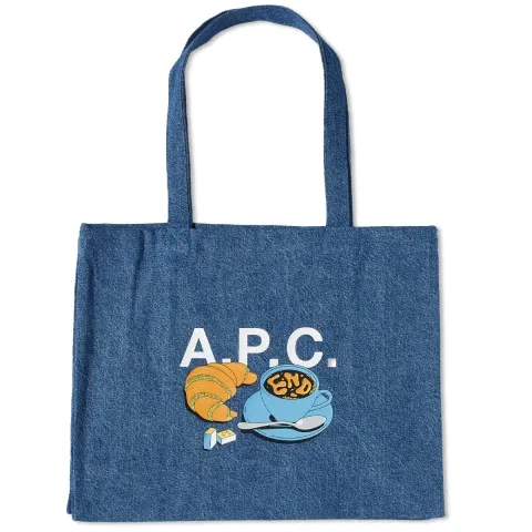 END. x A.P.C. 'Coffee Club' Diane Denim Shopping Tote