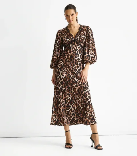 Women's Brown Leopard Print Dress
