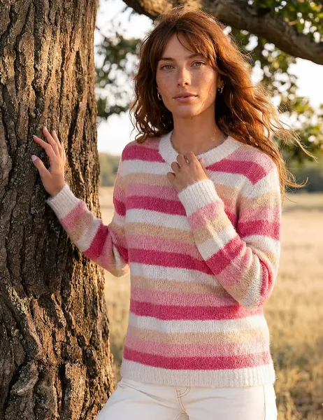 Roman Striped Jumper With Wool Pink Mix
