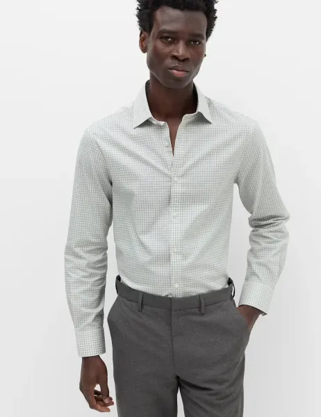 Marks & Spencer Regular Fit Pure Cotton Check Shirt Green Mix
