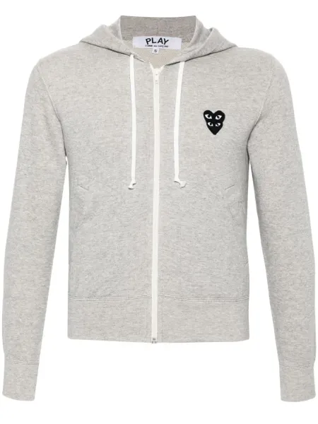 Mélange Cotton Hoodie Sweatshirt Grey