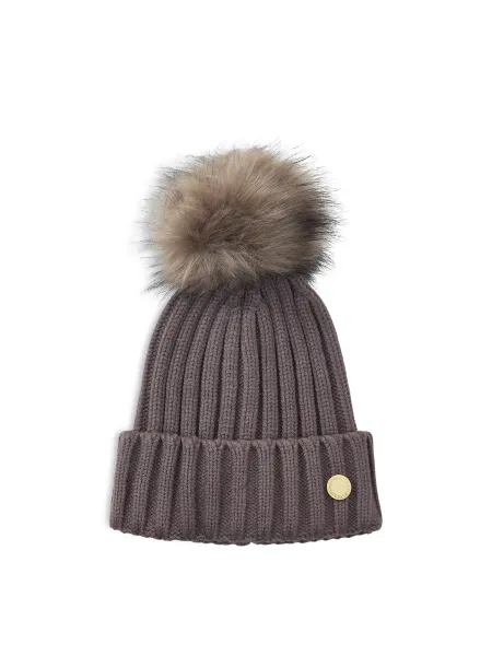 BARBOUR Conway Faux Fur Trim Beanie - Truffle