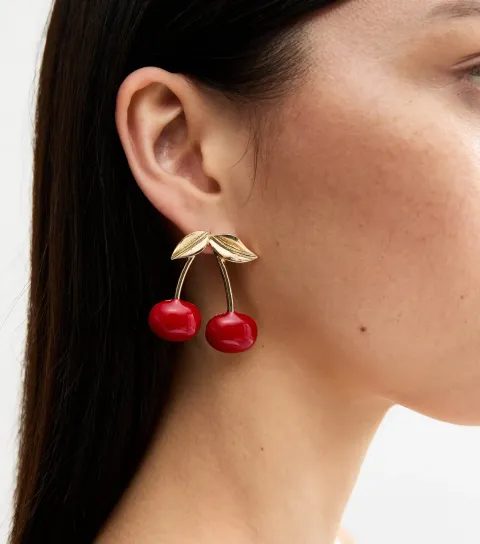 New Look Gold Tone Cherry Earrings
