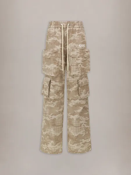 CAMO DRAWSTRING CARGO PANT - Dark Alabaster