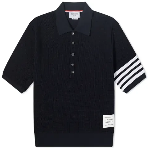 4 Bar Striped Waffle Polo