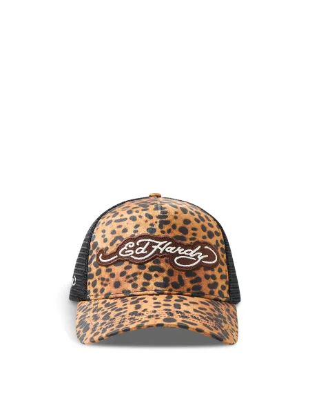 Ed Hardy Leopard Print 5 Panel Trucker Cap