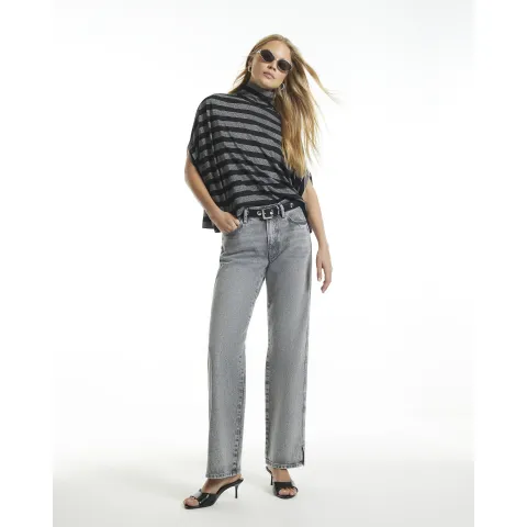 River Island Funnel Neck Metallic Stripe Cape Top