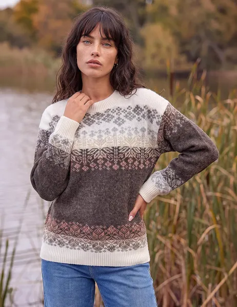 Roman Snowflake Print Jumper Brown Mix