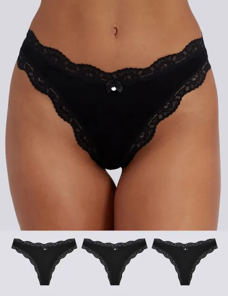 Boux Avenue 3pk Tatiana Thongs Black