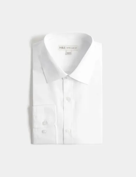 Marks & Spencer Extra Slim Fit Cotton Blend Shirt White