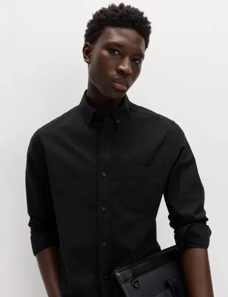 Marks & Spencer Slim Fit Ultimate Cotton Rich Stretch Oxford Shirt Black