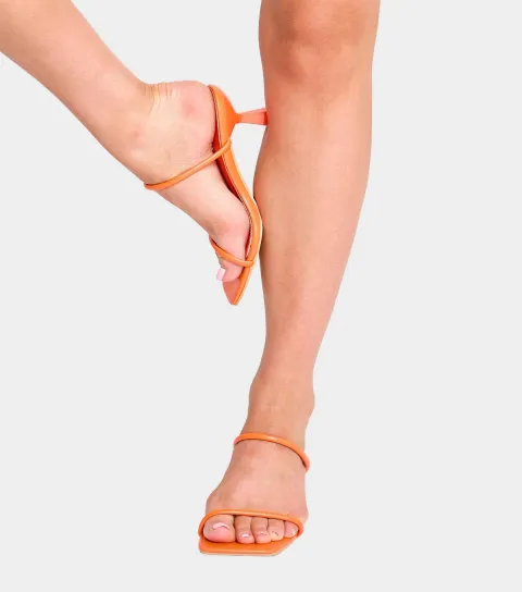 Women's Bright Orange Mimi Double Strap Stiletto Mules