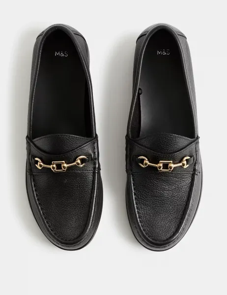 Marks & Spencer Leather Trim Loafers Black