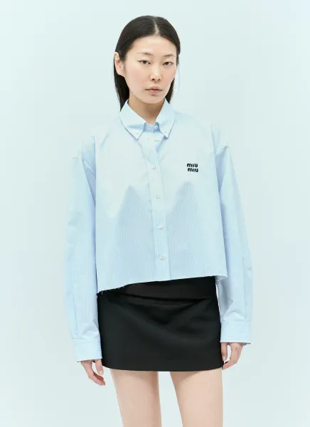 Logo Embroidery Cropped Shirt