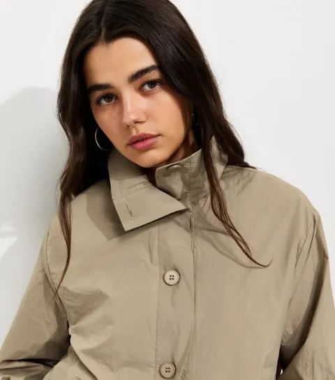 Women's Mink Lightweight Button Front Windbreaker Jacket