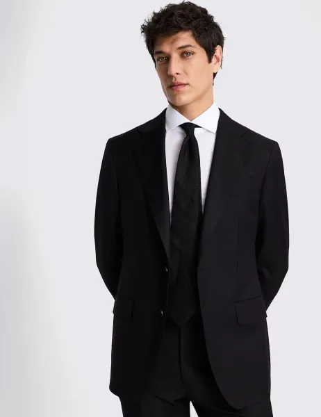 Moss Tailored Fit Italian Wool Twill Suit Jacket Black