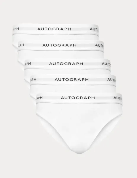 Autograph 5 Pack Supima Cotton Blend Stretch Briefs White