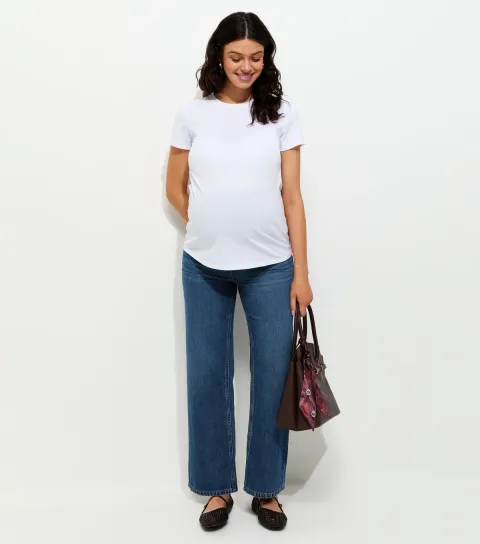 New Look Women's Maternity Blue Over Bump Adalae Wide Leg Jeans