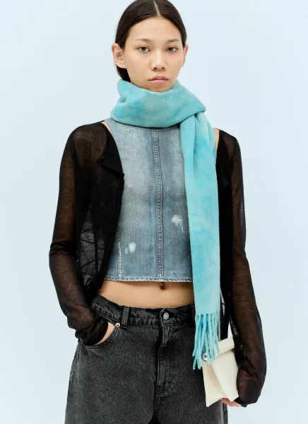 Narrow Tie-Dye Wool Scarf