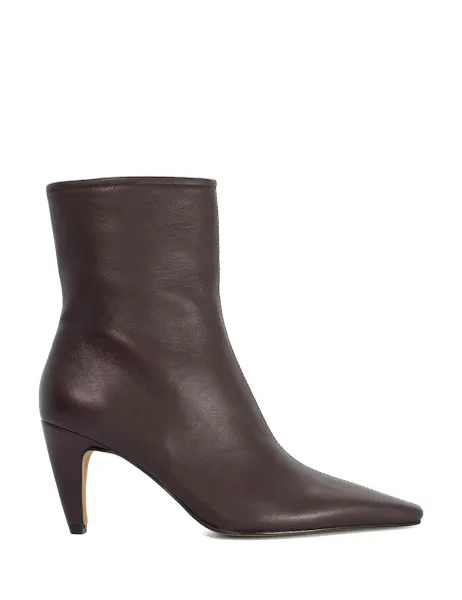Dune London Leather Stiletto Heel Pointed Ankle Boots Burgundy