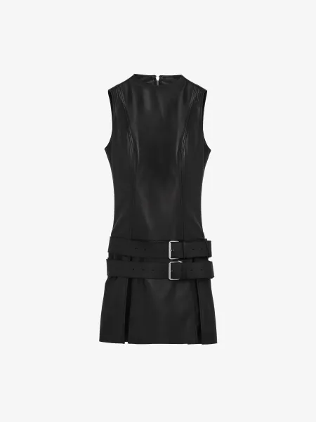 Leather Double Belt Mini Dress