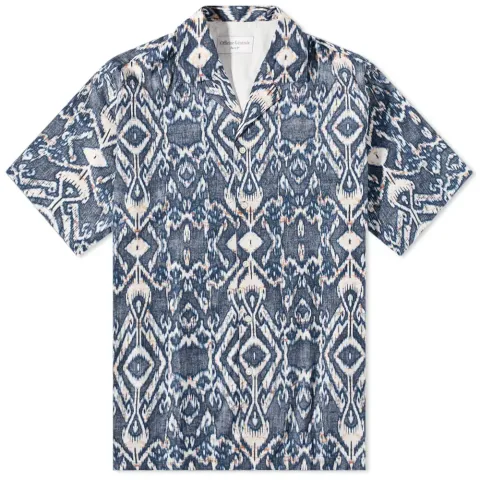 Officine Générale Eren Short Sleeve IKAT Print Shirt