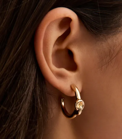 New Look Gold Tone Knot Small Hoop Earrings