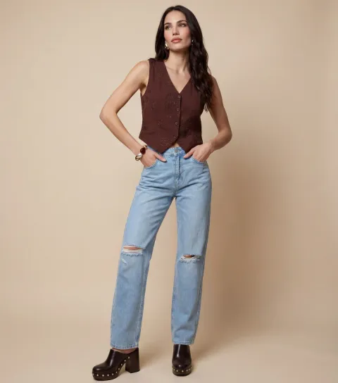 Women's Brown Embellished Waistcoat