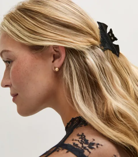 New Look Black Glitter Halloween Bat Hair Claw Clip