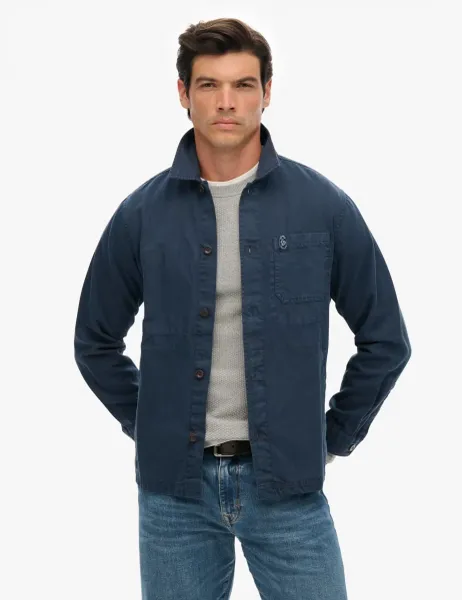 Superdry & Co Linen Blend Overshirt Navy
