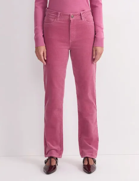 Sportscraft Cord High Waisted Straight Leg Jeans Pink