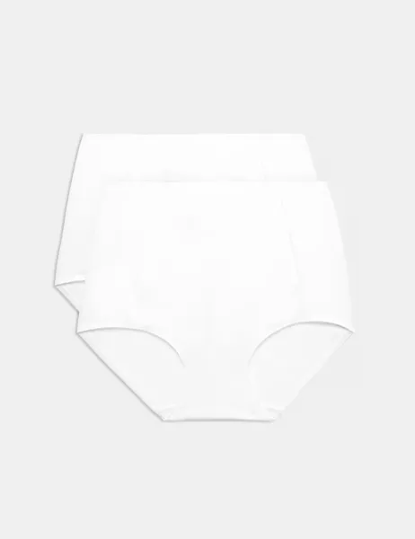 Marks & Spencer 2 Pack Firm Control Full Briefs White/White