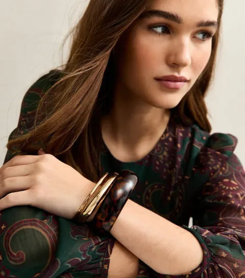 Brown Pack of 3 Mixed Size Tortoiseshell Bracelets