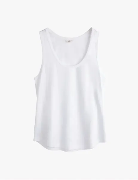 HUSH Pure Cotton Scoop Neck Vest White