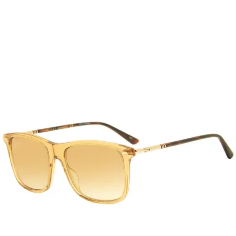 Gucci Cylindrical Web Square Frame Sunglasses