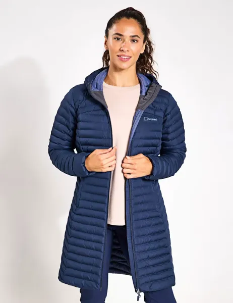 Berghaus Nula Micro Hooded Longline Puffer Jacket Dark Blue