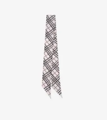 Skinny Reversible Etched Knight Silk Scarf in Quartz pink