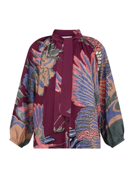 One Hundred Stars Crane Pussybow Blouse - Plum