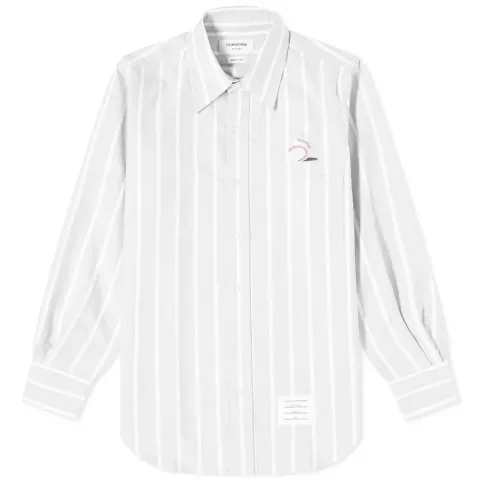 Baseball Icon Button Down Stripe Oxford Shirt